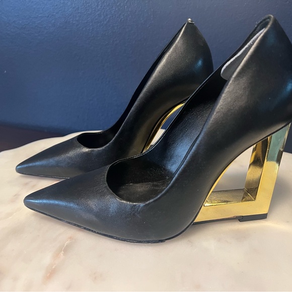 SCHUTZ Black and Gold Wedge - Picture 2 of 7